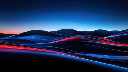 Abstract landscape with neon light trails