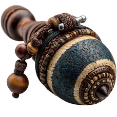 A realistic shaman's rattle made from gourd and beads, isolated on a white background --v 7.0 --s 750