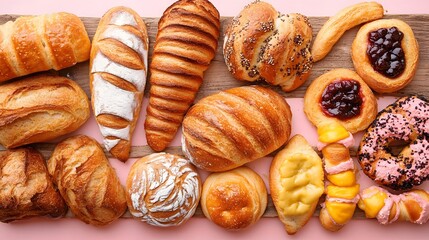Assorted Fresh Baked Breads and Pastries Variety