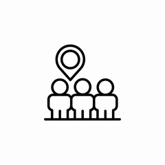 meeting place group of people geolocation pin icon sign vector