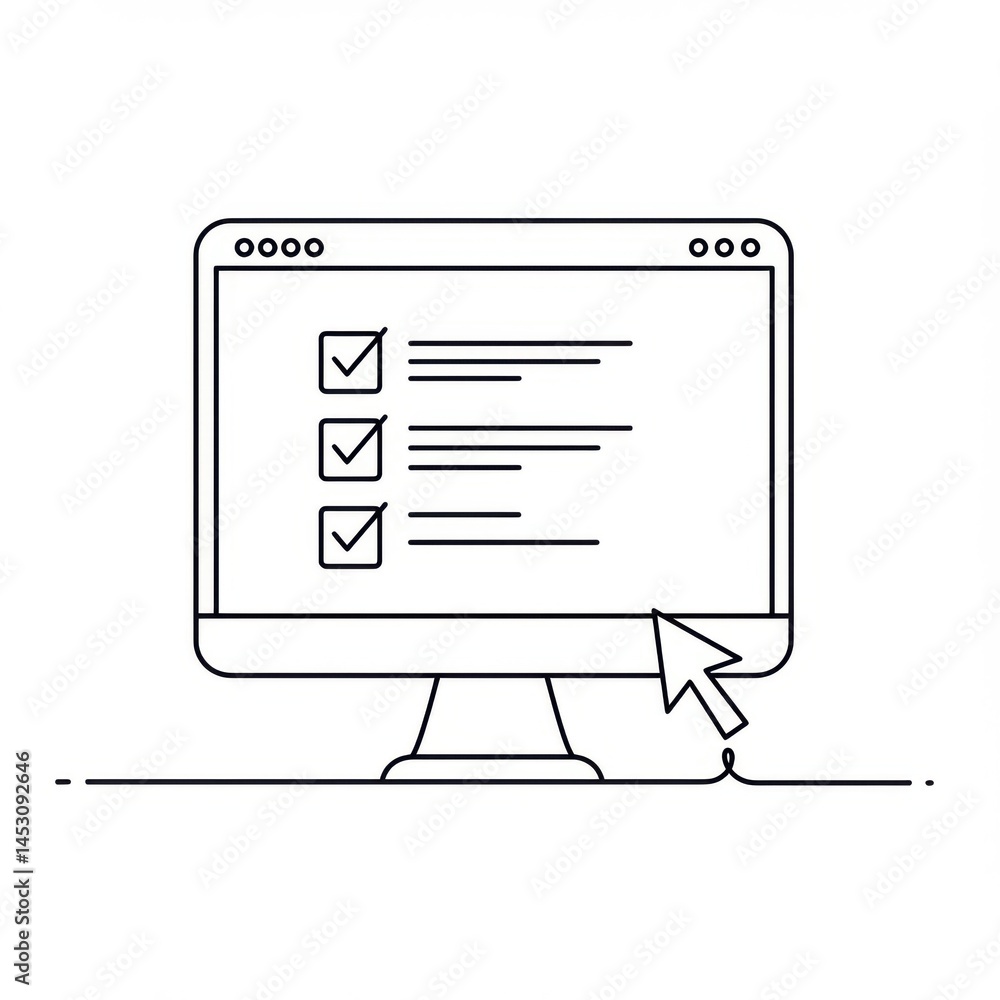Poster checklist on a computer screen on white background