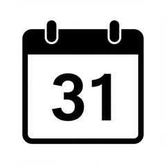 Calendar icon showing thirty one on white background