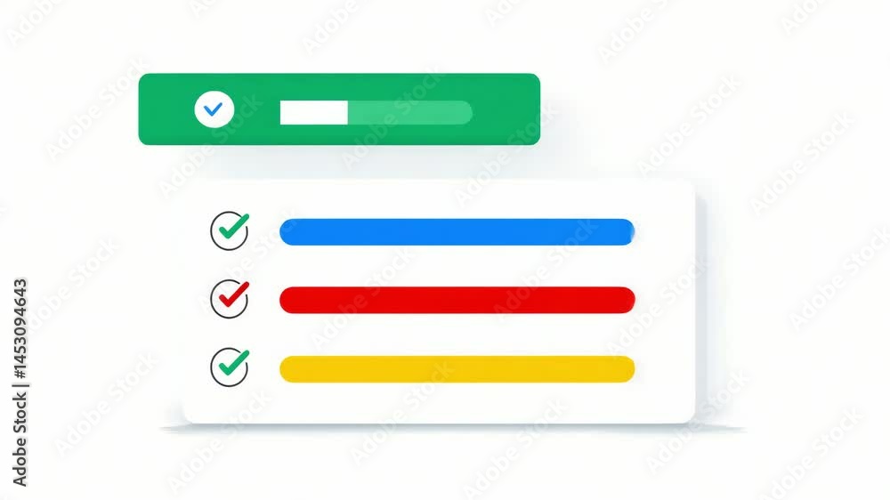 Poster detailed checklist with icons for tracking progress towards goals with ticking off visuals
