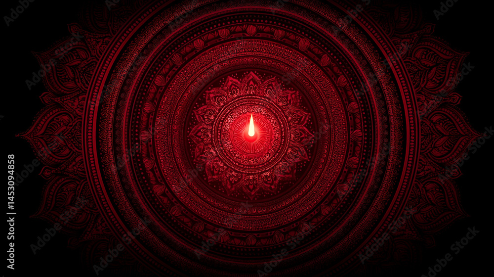 Poster abstract digital background featuring a glowing circular interface with intricate patterns, represen