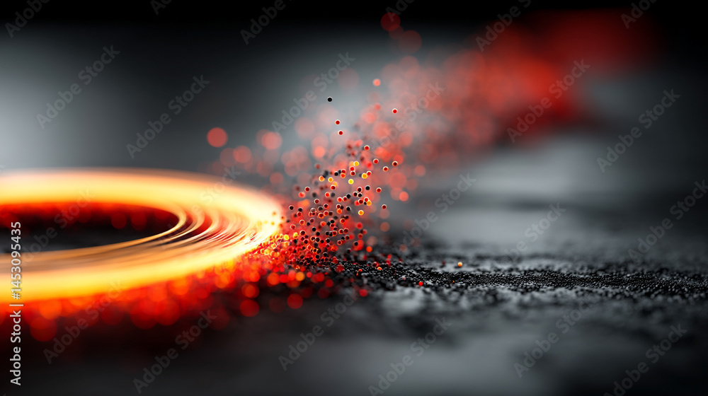 Poster abstract digital background featuring a glowing circular interface with intricate patterns, represen