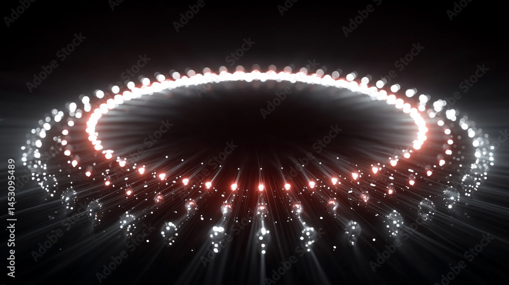Poster abstract digital background featuring a glowing circular interface with intricate patterns, represen