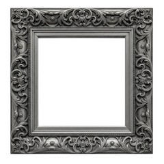 Vintage silver carved photo frame isolated