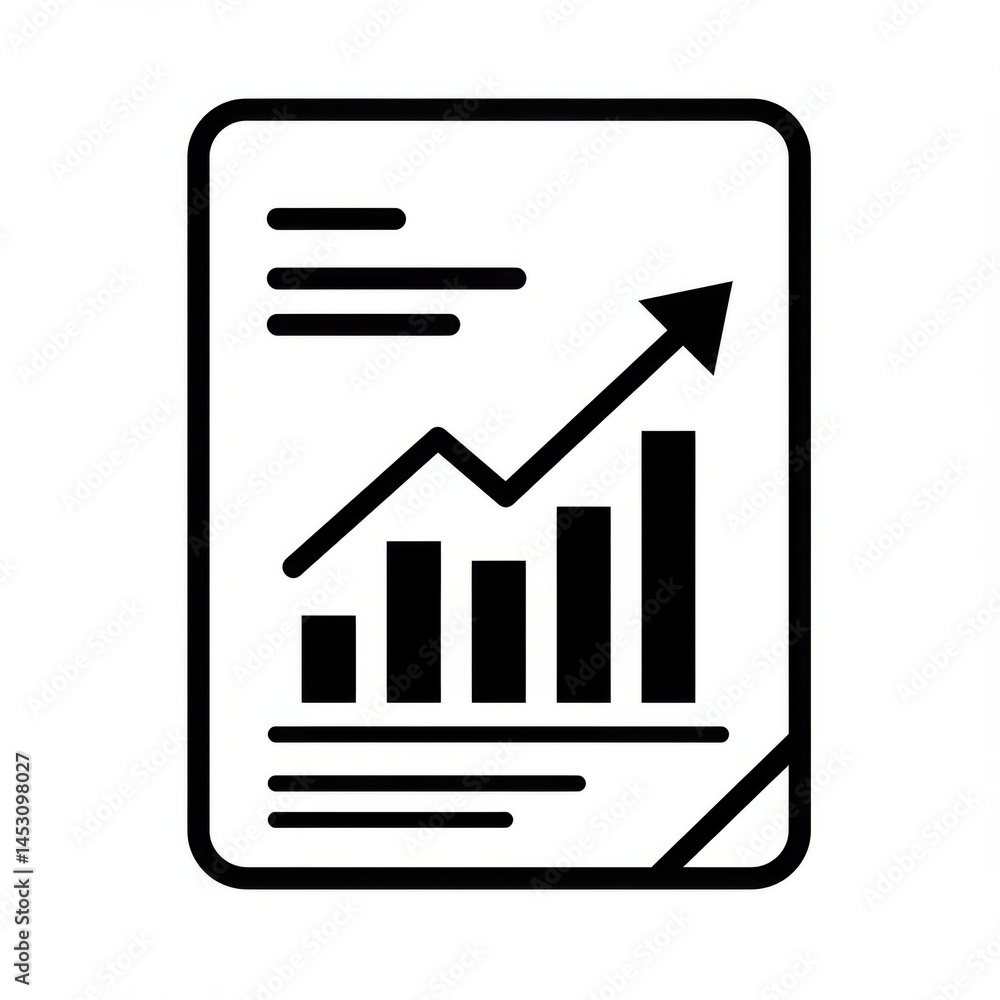 Poster graph report with arrow icon on white background