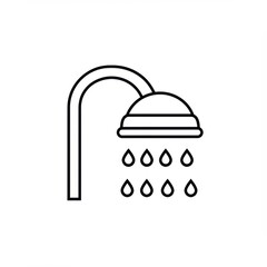 Fototapeta premium Shower head with water drops icon on white background