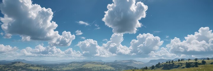 Azure expanse, cumulus clouds drift lazily below ,  majestic,  breathtaking,  high