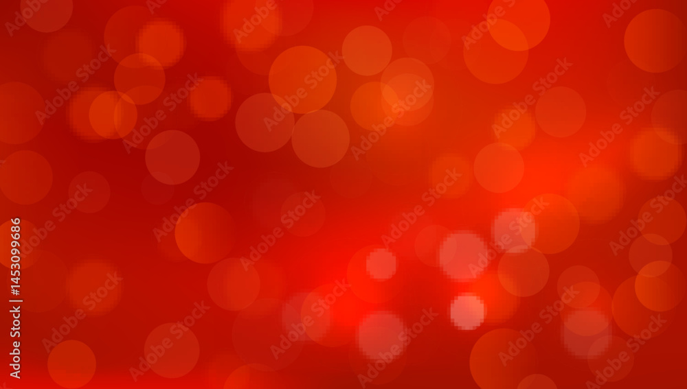 Poster vibrant red bokeh background with glowing light circles and soft blur effect for festive, romantic, 