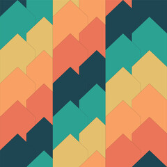 Vector seamless abstract geometric pattern with colorful chevron shapes in retro tones. Perfect for textiles, wallpapers, backgrounds, and digital design projects