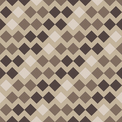 Vector seamless diamond and zigzag pattern in earthy brown tones. Ideal for vintage-style backgrounds, packaging, wallpapers, and fabric prints.

