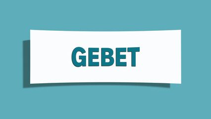 Gebet (prayer) - A card isolated on light green background.
