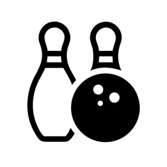Icon of a bowling ball and pins representing the sport
