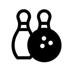 Icon of a bowling ball and pins representing the sport