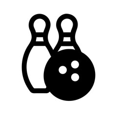 Icon of a bowling ball and pins representing the sport