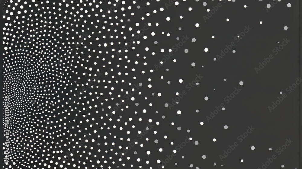 Poster black and white image of a pattern of dots. the dots are scattered all over the image, creating a se