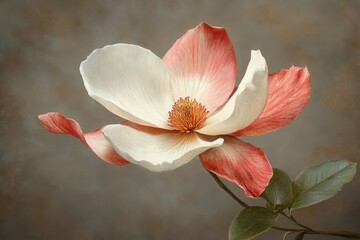Delicate, painted magnolia blossom, in soft tones.