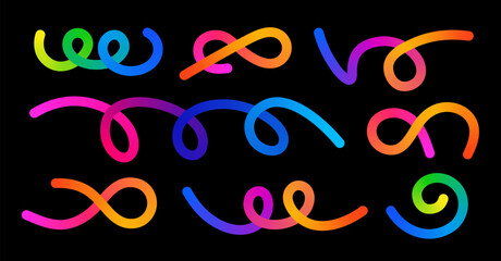 Abstract colorful ribbon gradient loops shape. Colorful lines design dynamic creative curves illustration.