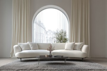 Fototapeta premium Elegant living room with white sofa.