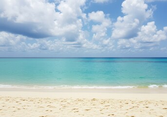 Obraz premium Beautiful beach scene with turquoise water and cloudy sky view