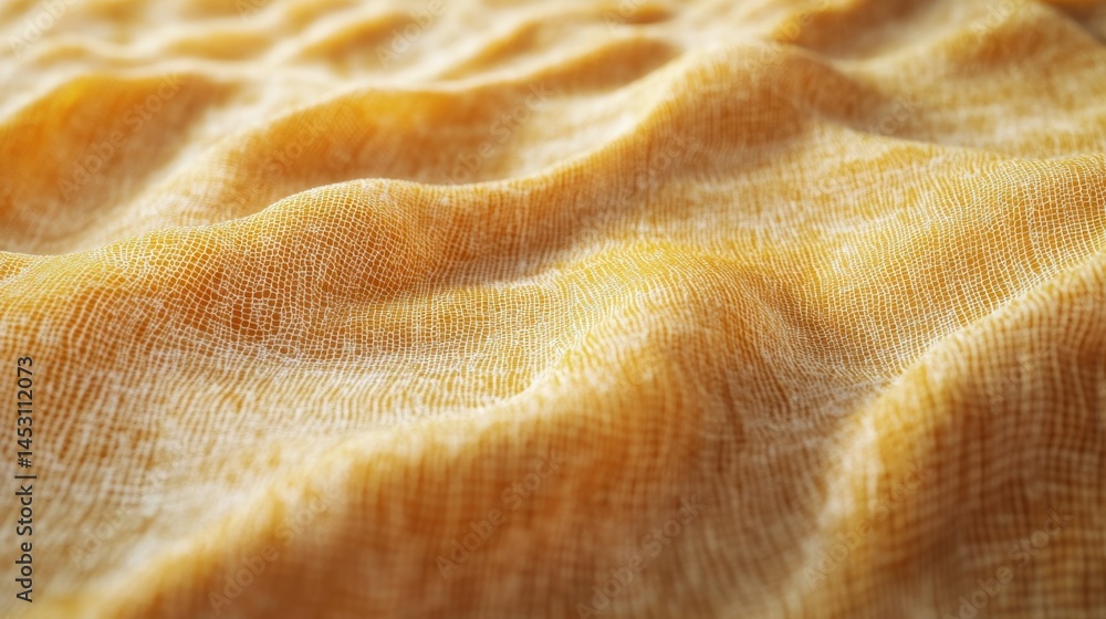 Poster close-up of a woven fabric with a textured pattern and visible stitches, showing the softness and de