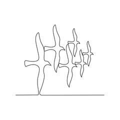 One continuous line vector drawing illustration teamwork  concept of a Describes a team that rotates in leadership and supports each other for efficiency. Suitable for your asset design