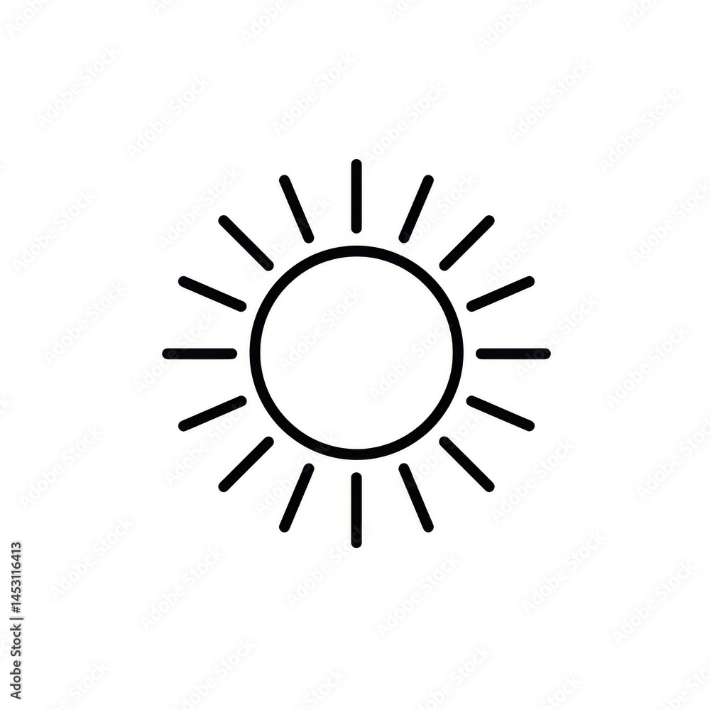 Poster sun icon with rays simple vector design on white background