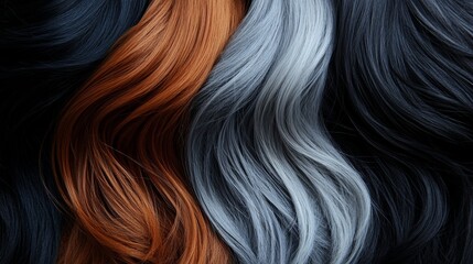 Fototapeta premium Natural black human hair is used to create different kinds of weaves extensions bundles