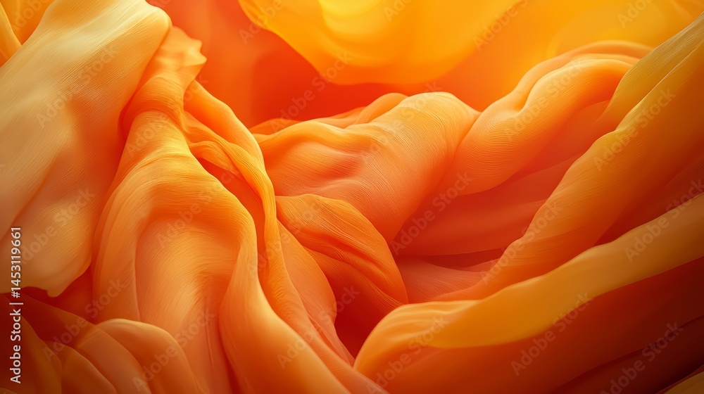 Aufkleber close up of orange fabric with a soft, flowing texture. the orange color and the way the fabric is d
