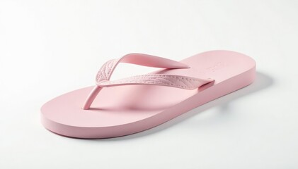 A single flip-flop, pristine white background, clean lines , rubber, detail, relax