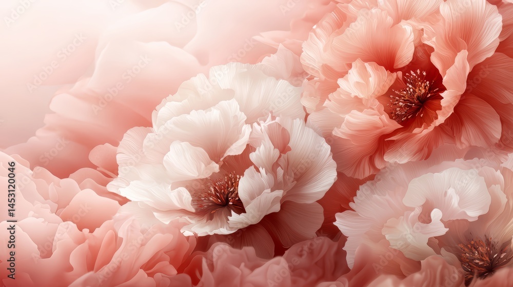 Aufkleber close up of three pink flowers with a white background. the flowers are arranged in a way that they 