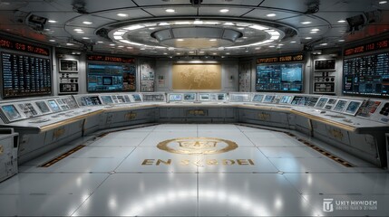 Futuristic Control Room Interior SciFi Technology Monitoring Center