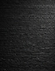 Deep black brick wall; uneven surface, aged mortar, gritty texture ,  stone,  rough,  bleak