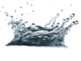 Side vertical water column splash frozen mid‑air