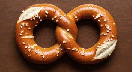 Crusty salted surface of German pretzel