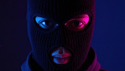 Mysterious masked individual in low-light setting