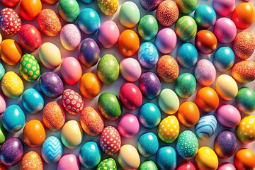 Fototapeta premium Aerial Drone Shot: Colorful Egg Pattern Background Texture