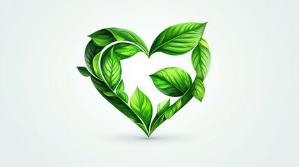 Obraz premium Green leaves arranged in a heart shape design.