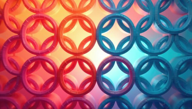 Interlocking circles create a basic repeating motif, background pattern, visual rhythm