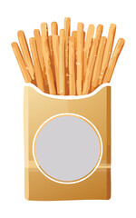 french fries stick on pack - vector illustration