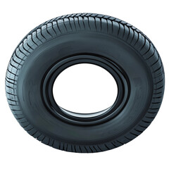 A close-up shot of a new tire with detailed tread, isolated and ready for use