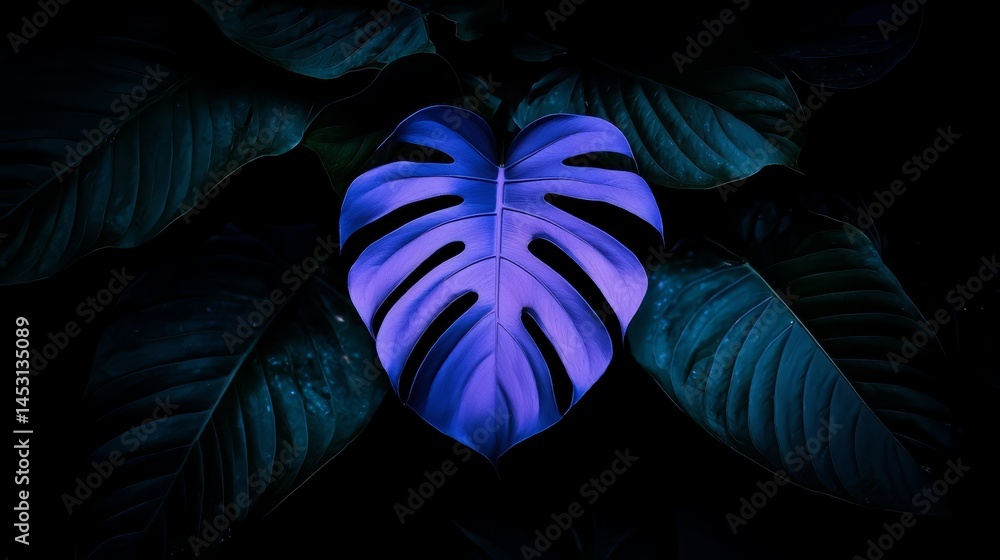 Aufkleber purple leaf is surrounded by green leaves. the leaf is large and has a heart shape. the image has a 