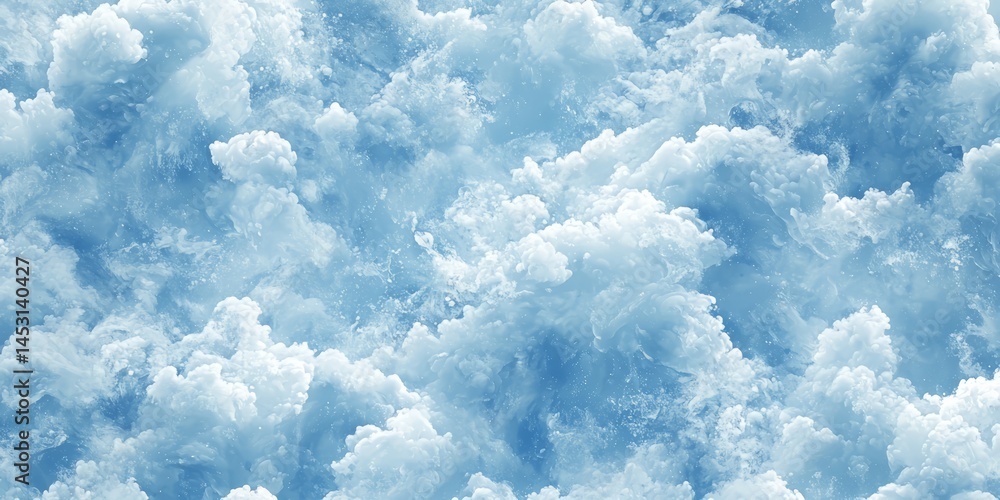 Fototapete the sky is filled with fluffy white clouds, creating a serene and peaceful atmosphere. the blue colo