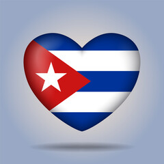 Cuba flag heart button Isolated on color gradient background. Exclusive Icon flag