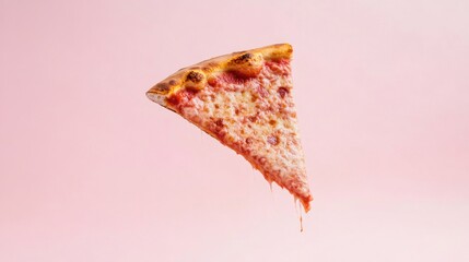 A Delicious Slice of Cheese Pizza on Pink Background