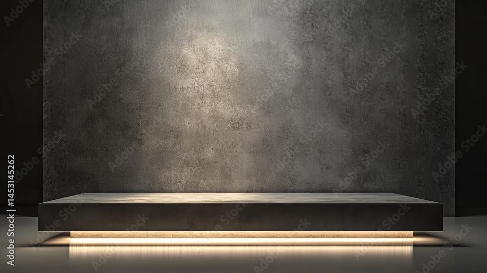 Poster modern dark grey concrete platform product display background wall base shelf light empty space scen