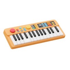 Fototapeta premium Orange cartoon keyboard synthesizer