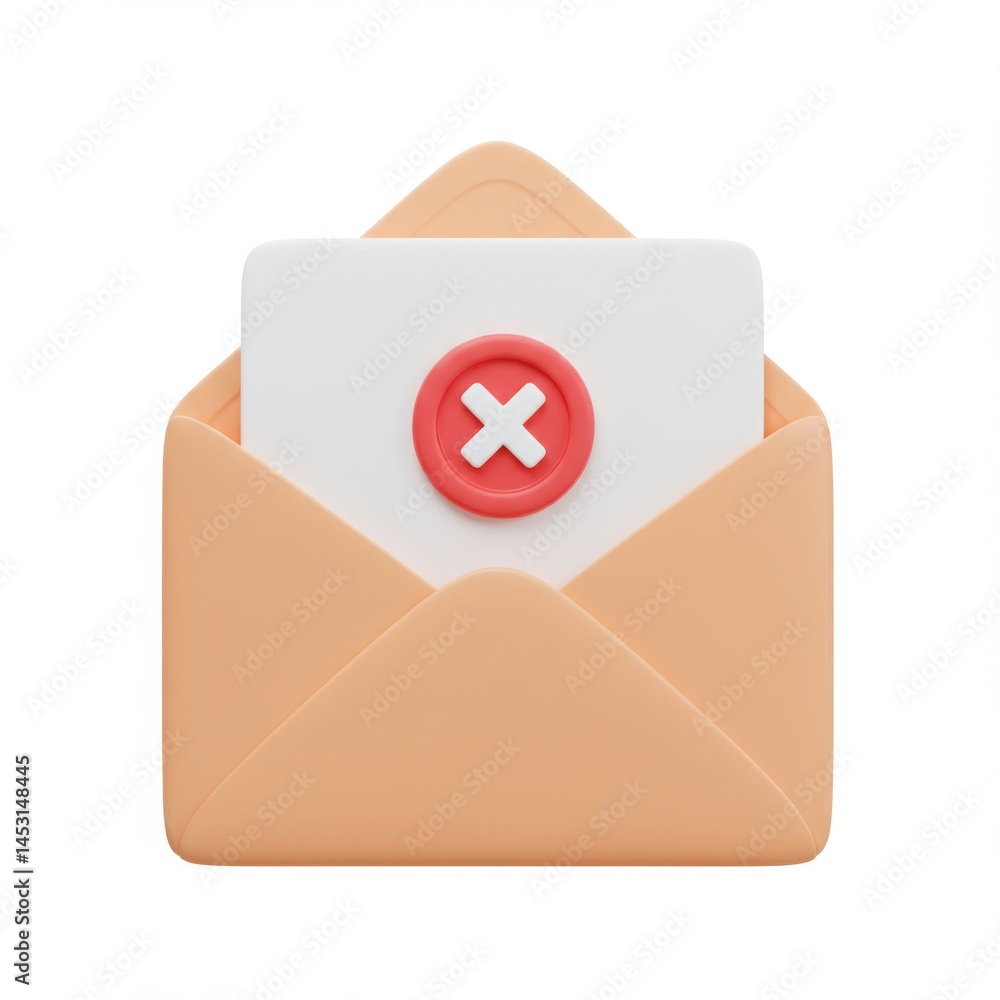 Poster 3d rejected mail message notification on white background